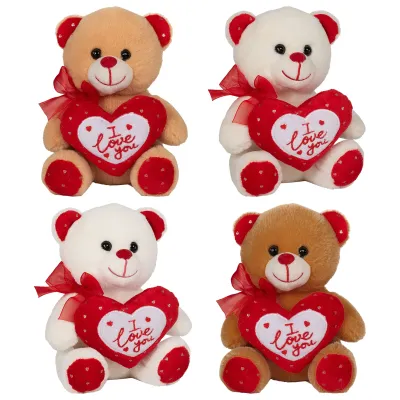 Plyšový Valentýský medvěd se srdíčkem I love you 15 cm - béžový