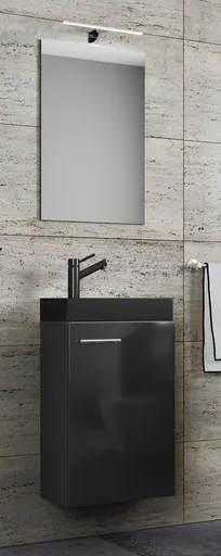 VCM 3dílné umyvadlo pro hosty Slito BL se zrcadlem, černé