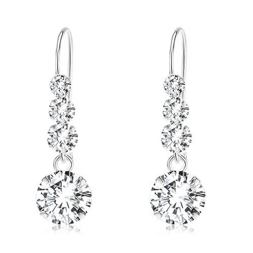 Náušnice ze stříbra 925, tři krystalky Swarovski čiré barvy, kulatý zirkon