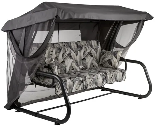 VENEZIA zahradní houpačka kovová  šedá s listy