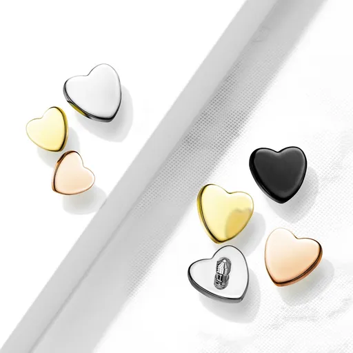 Náhradní hlavička do implantátu z chirurgické oceli, srdíčko 4 mm, tloušťka 1,6 mm, PVD - Barva: Černá