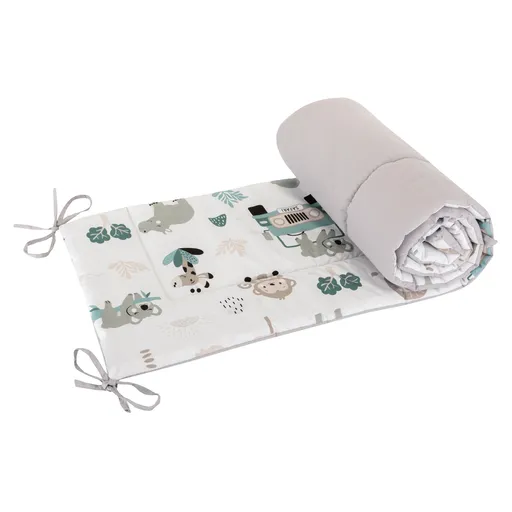 Bomimi MANTINEL do postýlky 180 cm, POJÍZDNÁ ZOO, ŠEDÁ xy