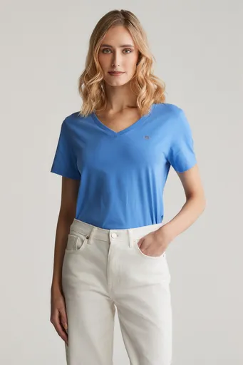 TRIČKO GANT REG SHIELD SS V-NECK T-SHIRT PERFECT BLUE