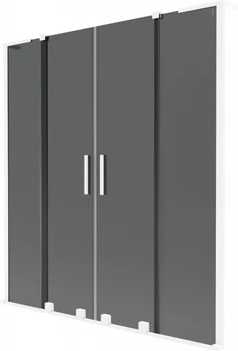 MEXEN/S Velar L Duo dvoukřídlá posuvná vanová zástěna 140 x 150, grafit, bílá 896-140-003-42-20
