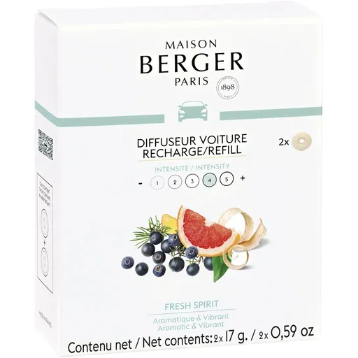 Maison Berger Paris Náhradní náplň do difuzéru do auta Fresh Spirit (Car Diffuser Recharge/Refill) 2 ks
