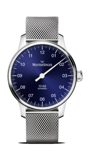 MeisterSinger N°03 38mm BM9908 - Kovový mesh náramek