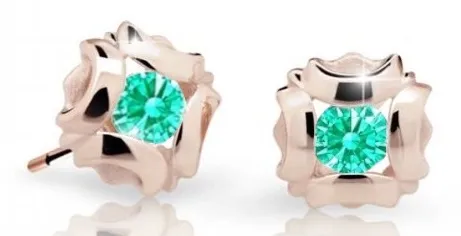 Cutie Jewellery Slušivé dětské náušnice z růžového zlata C2216-30-X-4 světle zelená