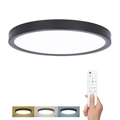 Solight LED osvětlení s dálkovým ovladačem Estela Black, 60W, 4500lm, 50cm, změna chromatičnosti, stmívatelné WO8020