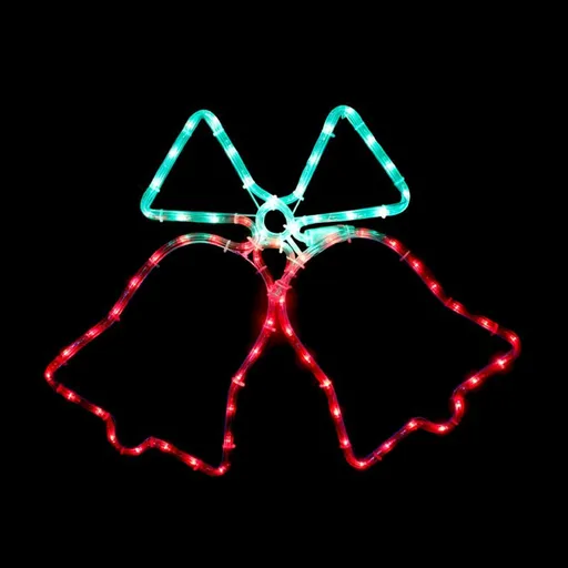 ACA Lighting Vánoční venkovní dekorace dvojitý zvoneček, 72 LED 3m hadice, zelená-červená, s efekty, IP44, 55x55cm, 1.5m napájecí kabel X2BELLEDMC55