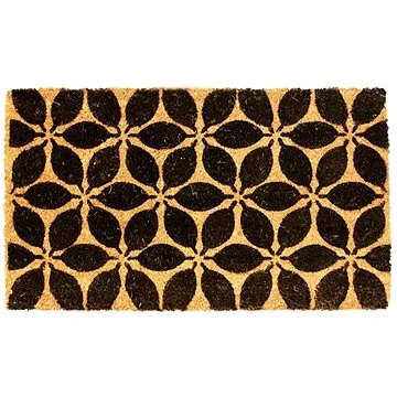 Home Elements Rohožka gumová kokosová Černé Květiny na Hnědé 43 × 73 cm (8595556436226)