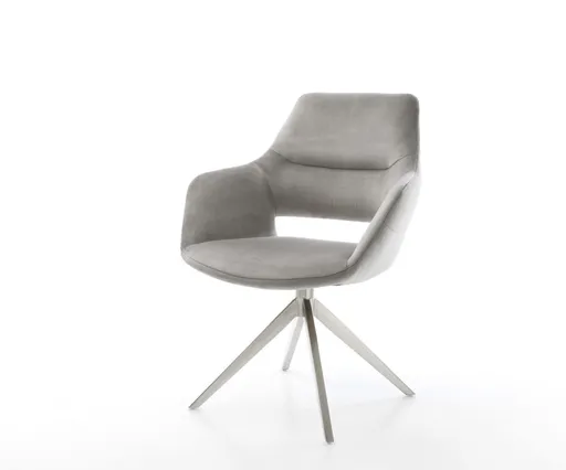 Otočná židle Yago-Flex s područkami Sametově šedá Křížový rám