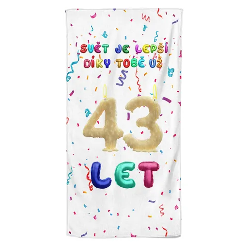 Osuška Svět je lepší díky tobě (věk: 43, Velikost osušky: 70x140cm)