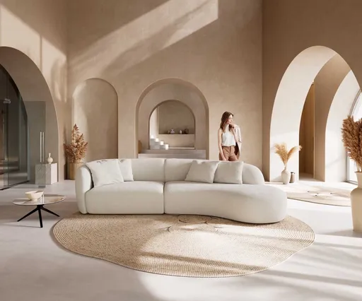 Pohovka Mairi 330x160 cm bouclé krémově bílá