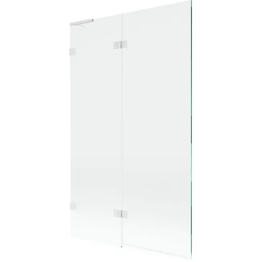 MEXEN/S Lunar L vanová zástěna 2-křídlová levá 110 x 150, transparent, bílá 897L-110-100-20-00-L