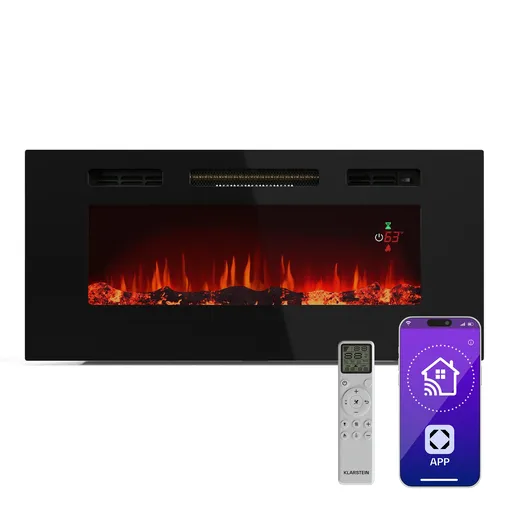 Klarstein Inteligentní elektrický krb Galeras, 2 nastavení teploty, 16 - 30°| Iluze plamene LED, Možnost připojení k IOT