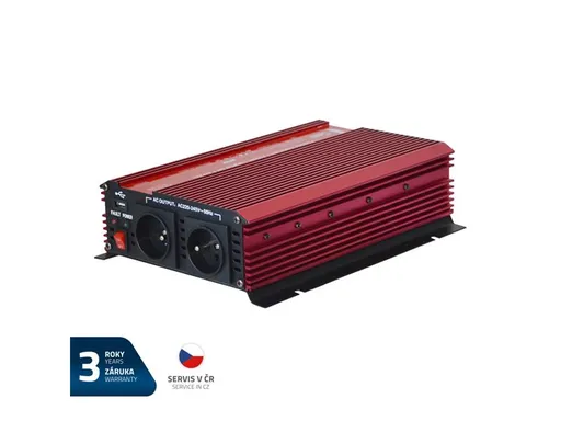 Měnič napětí GETI GPI 1612 12V/230V 1600W USB - zánovní