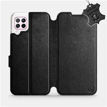 Flip pouzdro na mobil Huawei P40 Lite - Černé - kožené - Black Leather (5903516138883)