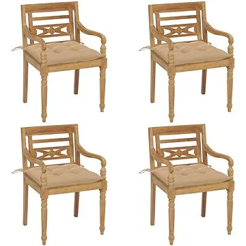 SHUMEE Židle zahradní BATAVIA s poduškami, teak 3073313 - 4ks v balení (3073313)