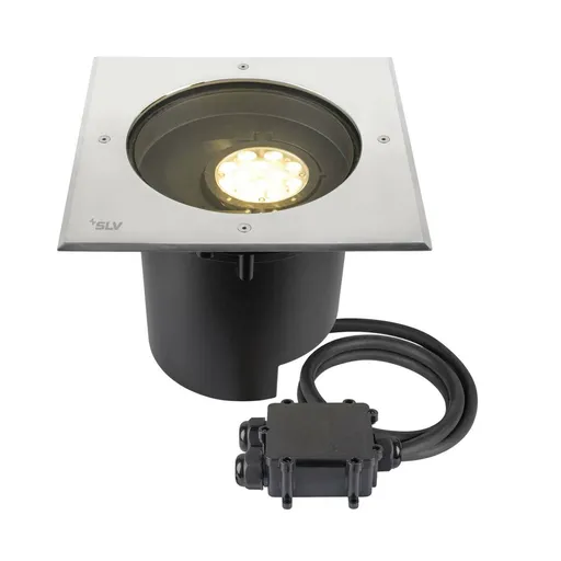 BIG WHITE (SLV) DASAR® XL svítidlo do země, asymetrické, 3000K, 70°/40°, IP65/IP67, čtvercové, nerezová ocel / černá 1009171