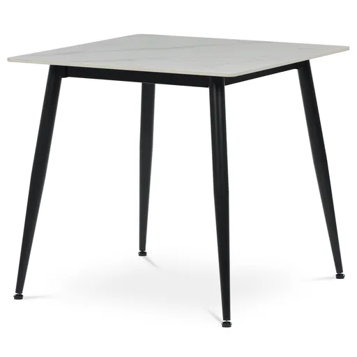 Jídelní stůl 80 x 80 cm, keramika a mramor, bílá