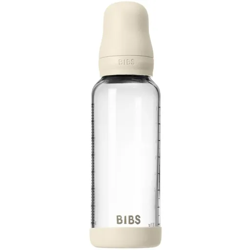 BIBS Baby Glass Bottle Round Latex antikoliková lahev Ivory 240 ml