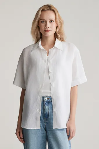 KOŠILE GANT REL LINEN SS SHIRT WHITE