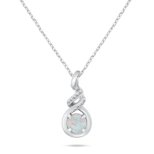 Brilio Silver Stříbrný náhrdelník se syntetickým opálem NCL155W