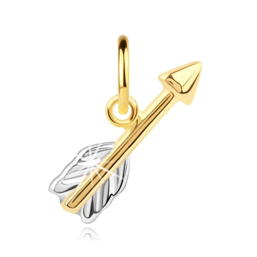 Přívěsek ze smíšeného 14K zlata - letící šíp s vyrytými křídly