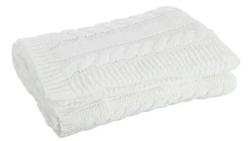 Bílý pletený pléd Twist - 130*180*3cm J-Line by Jolipa