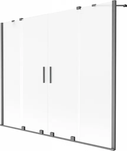 MEXEN/S Velar Duo dvoukřídlá posuvná vanová zástěna 180 x 150, dekor, grafit kartáčovaná 896-180-000-32-66