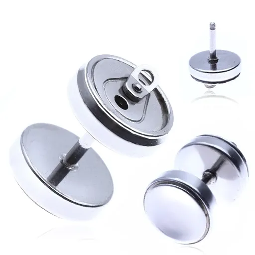 Nepravý ocelový plug do ucha - lesklá plechovka