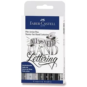 Popisovače Faber-Castell Pitt Artist Pen Hand Lettering, sada 9 ks  (4005402671182)