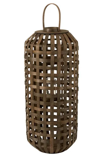 Tmavě hnědá dřevěná lucerna Toinette L -  Ø 41,5*95 cm J-Line by Jolipa