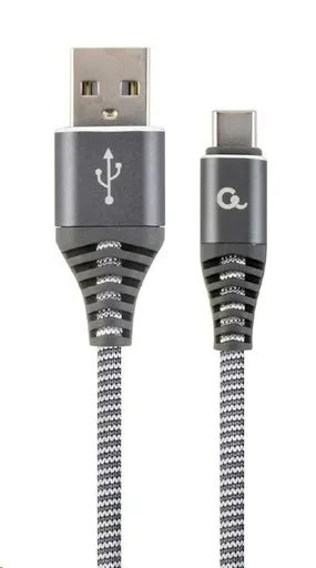 GEMBIRD Kabel USB 2.0 AM na Type-C kabel (AM/CM), 1m, opletený, šedo-bílý, blister, PREMIUM QUALITY