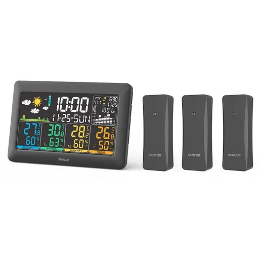Sencor SWS 6300 meteostanice se 3 bezdrátovými senzory, černá