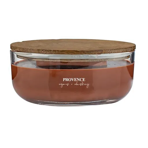 Vonná svíčka ve skle PROVENCE dřevěný knot 24 hodin cigars&whisky
