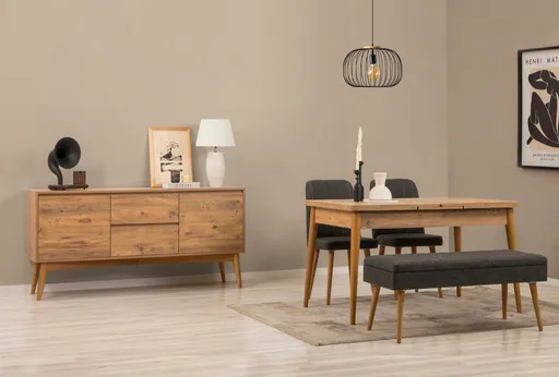 Set s rozkládacím stolem, židlemi a konzolou (5 kusů) Vina 02 1053 - Atlantic Pine, Anthracite