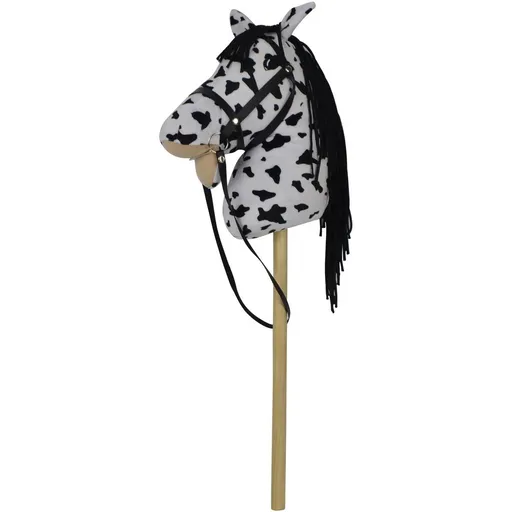 Teddies Kůň na tyči plyš 70cm na baterie se zvukem bílo-černý (Appaloosa) v sáčku
