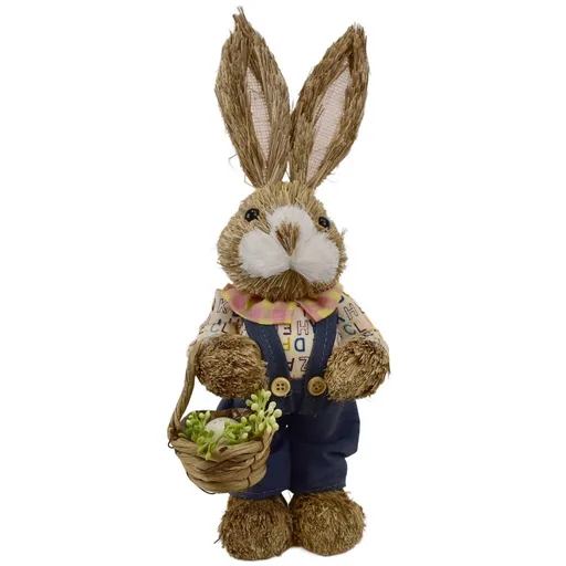 Velikonoční zajíček ze slámy s košíkem, 13 x 33 x 11 cm