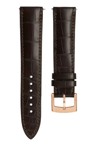 Kožený řemínek Biatec | Hnědý z pravého aligátora - 20 mm - Rose Gold