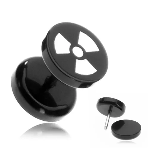 Akrylový fake piercing do ucha - symbol radioaktivity