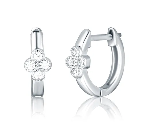 JVD Stříbrné kruhy se zirkony Čtyřlístek SVLE2960X61BI00