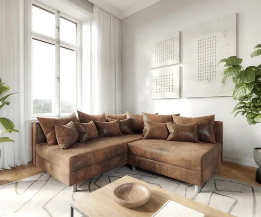 Rohová pohovka Clovis hnědá starožitné vintage lenoška levá