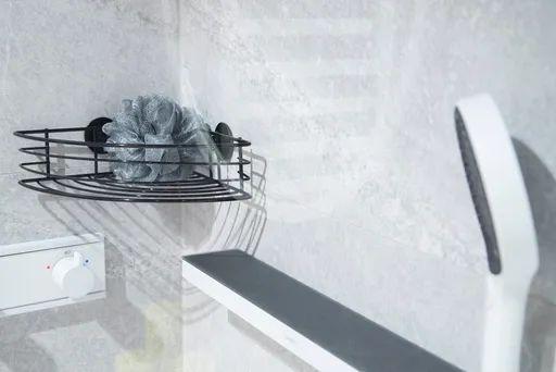 OLSEN SPA Rohová drátěná polička na nalepení 3M, černá barva KD02081664