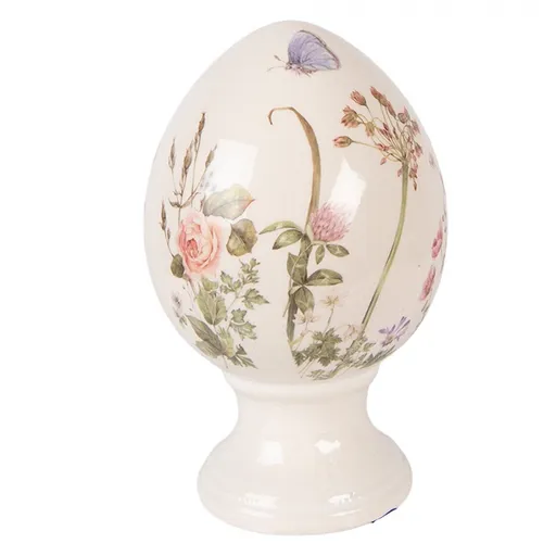 Vajíčko na podstavci s lučními květy Flowers of Love M - Ø 12*19 cm Clayre & Eef