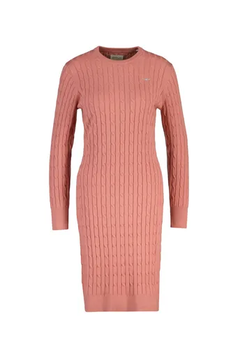 ŠATY GANT STRETCH COTTON CABLE C-NECK DRESS FADED BRICK