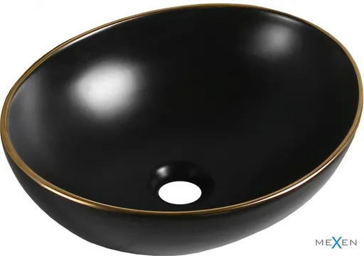 MEXEN Elza umyvadlo na desku 40 x 33, černá mat/zlatá hrana 1014025