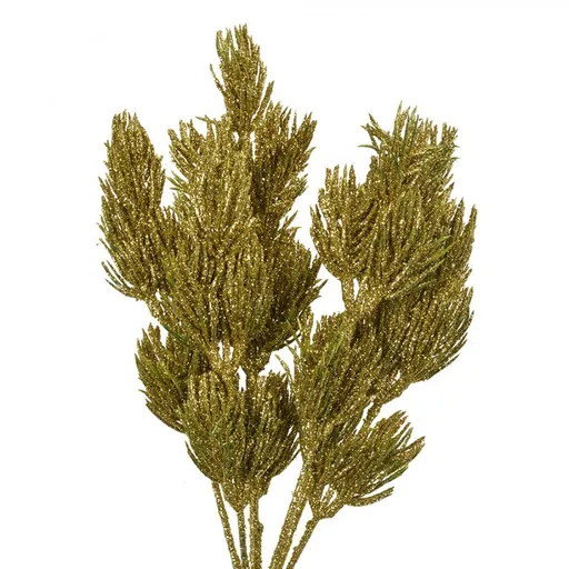 Vánoční zlatá umělá třpytivá větvička borovice - 10*8*30 cm Clayre & Eef