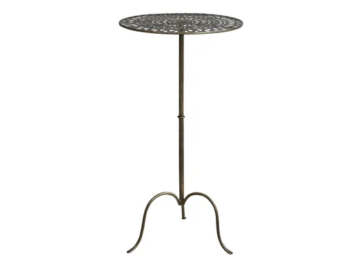 Mosazný antik kovový odkládací stolek Arras s patinou - Ø 40*77 cm Chic Antique