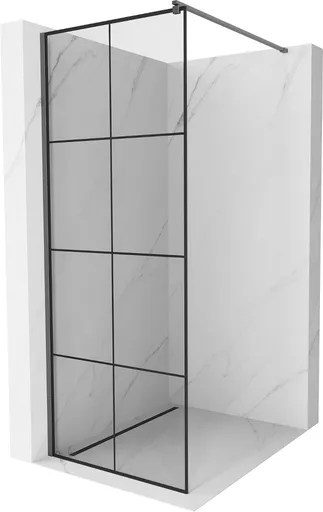 MEXEN/S Kioto Sprchová zástěna WALK-IN 80 x 200, černý vzor 8 mm, grafit kartáčovaná 800-080-101-66-77